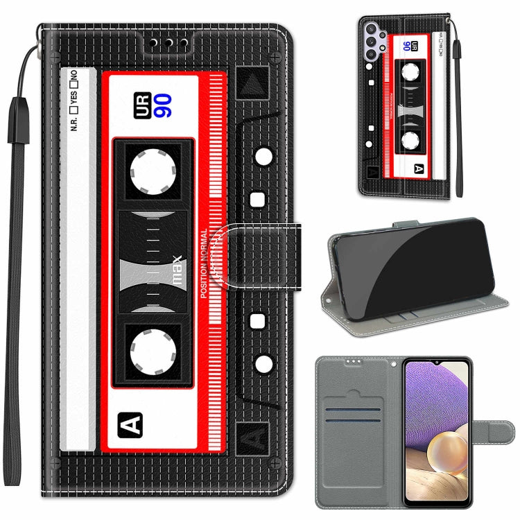 Custodia in pelle PU a vibrazione orizzontale con chiusura magnetica a disegno colorato di tensione con supporto e slot per schede, For Samsung Galaxy A32 5G