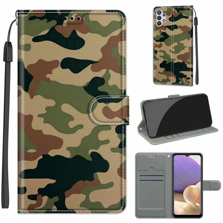 Custodia in pelle PU a vibrazione orizzontale con chiusura magnetica a disegno colorato di tensione con supporto e slot per schede, For Samsung Galaxy A32 5G