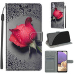 Custodia in pelle PU a vibrazione orizzontale con chiusura magnetica a disegno colorato di tensione con supporto e slot per schede, For Samsung Galaxy A32 5G