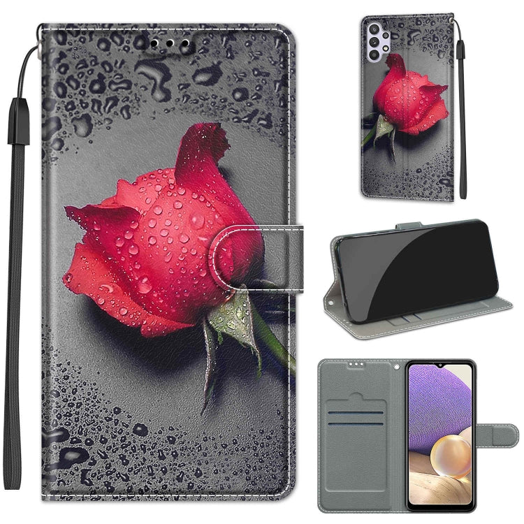 Custodia in pelle PU a vibrazione orizzontale con chiusura magnetica a disegno colorato di tensione con supporto e slot per schede, For Samsung Galaxy A32 5G