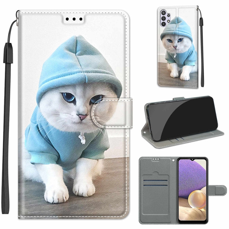 Custodia in pelle PU a vibrazione orizzontale con chiusura magnetica a disegno colorato di tensione con supporto e slot per schede, For Samsung Galaxy A32 5G