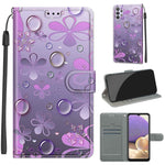 Custodia in pelle PU a vibrazione orizzontale con chiusura magnetica a disegno colorato di tensione con supporto e slot per schede, For Samsung Galaxy A32 5G