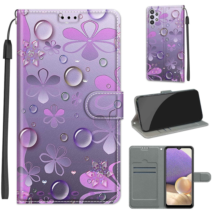 Custodia in pelle PU a vibrazione orizzontale con chiusura magnetica a disegno colorato di tensione con supporto e slot per schede, For Samsung Galaxy A32 5G
