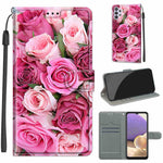 Custodia in pelle PU a vibrazione orizzontale con chiusura magnetica a disegno colorato di tensione con supporto e slot per schede, For Samsung Galaxy A32 5G