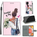 Custodia in pelle PU a vibrazione orizzontale con chiusura magnetica a disegno colorato di tensione con supporto e slot per schede, For Samsung Galaxy A42 5G