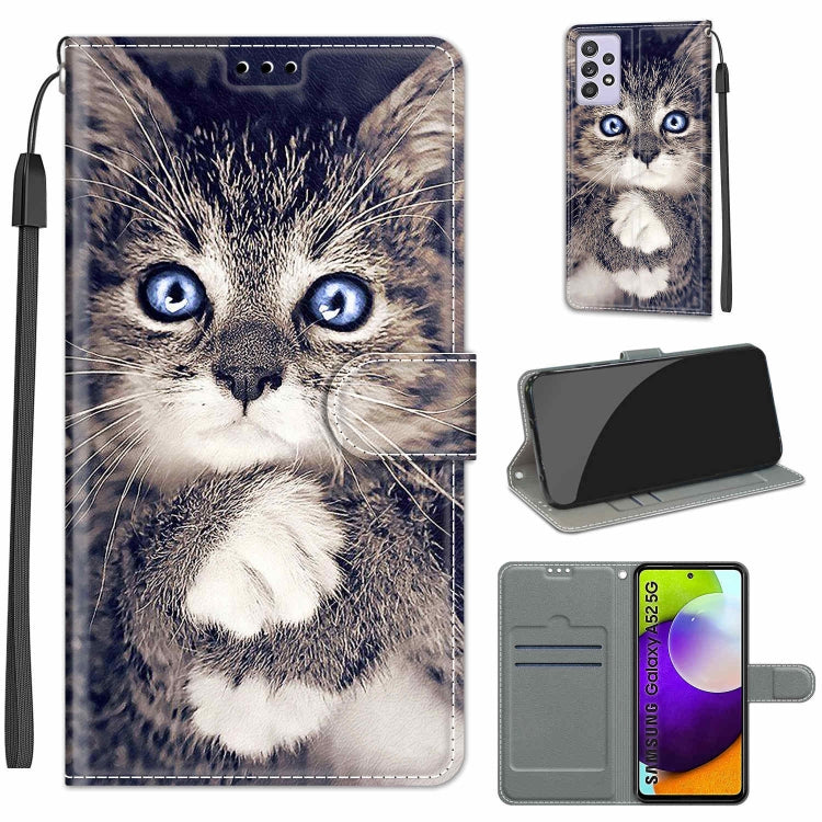 Custodia in pelle PU a vibrazione orizzontale con chiusura magnetica a disegno colorato di tensione con supporto e slot per schede, For Samsung Galaxy A52 5G