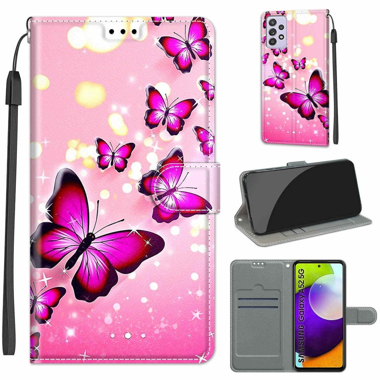 Custodia in pelle PU a vibrazione orizzontale con chiusura magnetica a disegno colorato di tensione con supporto e slot per schede, For Samsung Galaxy A52 5G