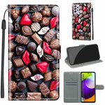 Custodia in pelle PU a vibrazione orizzontale con chiusura magnetica a disegno colorato di tensione con supporto e slot per schede, For Samsung Galaxy A52 5G