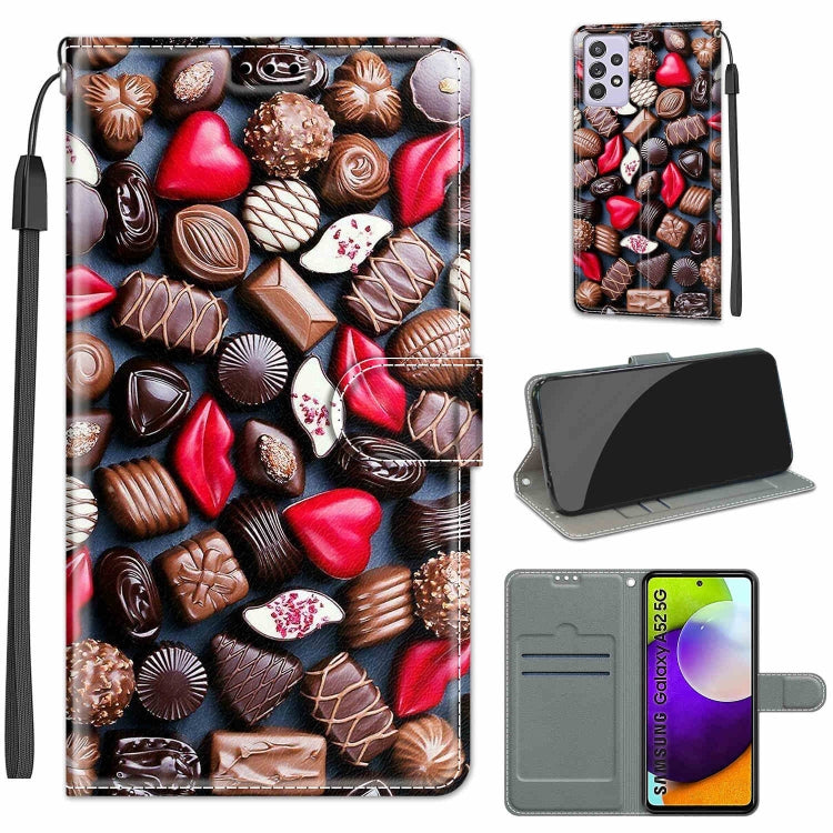 Custodia in pelle PU a vibrazione orizzontale con chiusura magnetica a disegno colorato di tensione con supporto e slot per schede, For Samsung Galaxy A52 5G