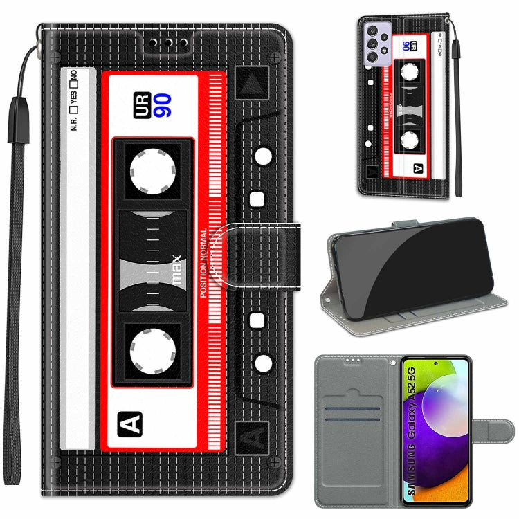 Custodia in pelle PU a vibrazione orizzontale con chiusura magnetica a disegno colorato di tensione con supporto e slot per schede, For Samsung Galaxy A52 5G