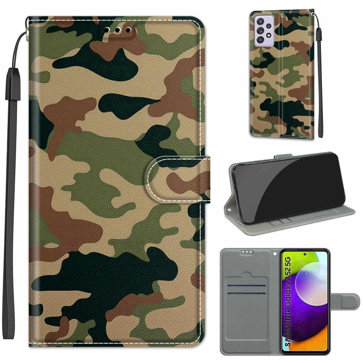 Custodia in pelle PU a vibrazione orizzontale con chiusura magnetica a disegno colorato di tensione con supporto e slot per schede, For Samsung Galaxy A52 5G