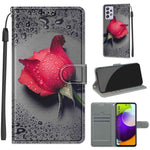 Custodia in pelle PU a vibrazione orizzontale con chiusura magnetica a disegno colorato di tensione con supporto e slot per schede, For Samsung Galaxy A52 5G