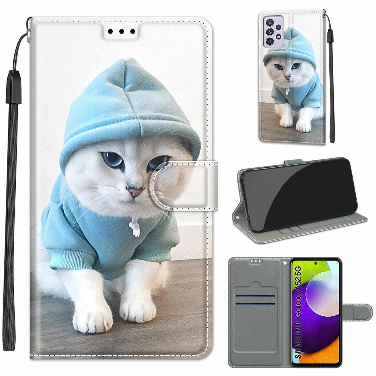 Custodia in pelle PU a vibrazione orizzontale con chiusura magnetica a disegno colorato di tensione con supporto e slot per schede, For Samsung Galaxy A52 5G