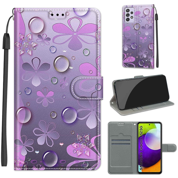 Custodia in pelle PU a vibrazione orizzontale con chiusura magnetica a disegno colorato di tensione con supporto e slot per schede, For Samsung Galaxy A52 5G