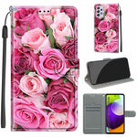 Custodia in pelle PU a vibrazione orizzontale con chiusura magnetica a disegno colorato di tensione con supporto e slot per schede, For Samsung Galaxy A52 5G