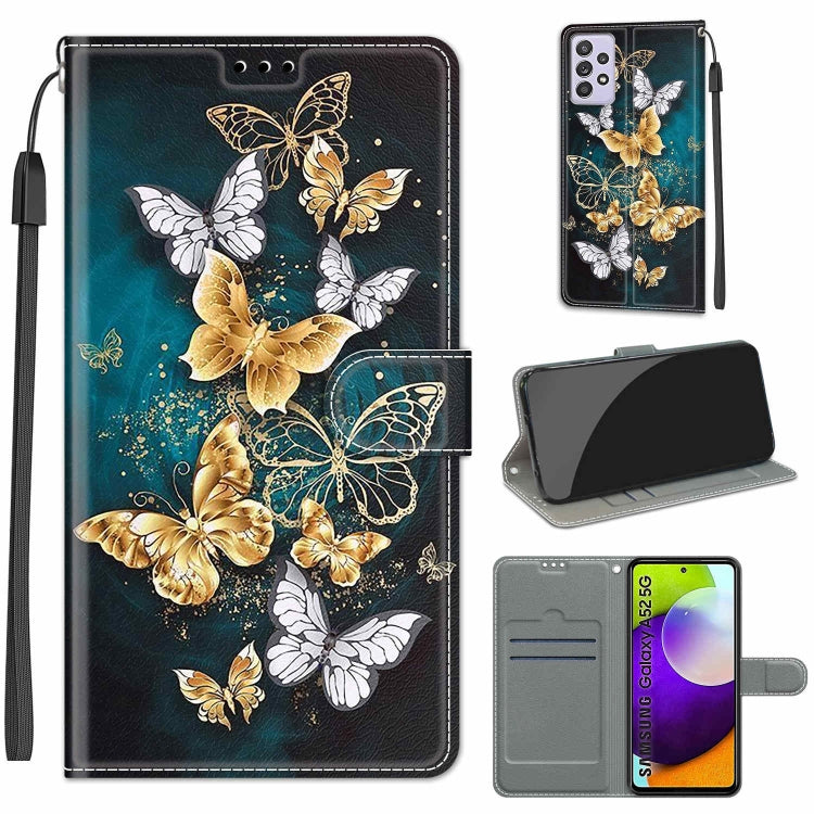 Custodia in pelle PU a vibrazione orizzontale con chiusura magnetica a disegno colorato di tensione con supporto e slot per schede, For Samsung Galaxy A52 5G