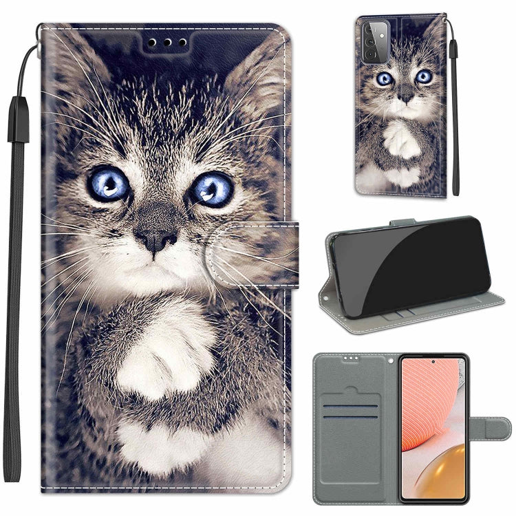 Custodia in pelle PU a vibrazione orizzontale con chiusura magnetica a disegno colorato di tensione con supporto e slot per schede, For Samsung Galaxy A72 5G