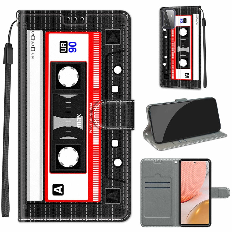 Custodia in pelle PU a vibrazione orizzontale con chiusura magnetica a disegno colorato di tensione con supporto e slot per schede, For Samsung Galaxy A72 5G