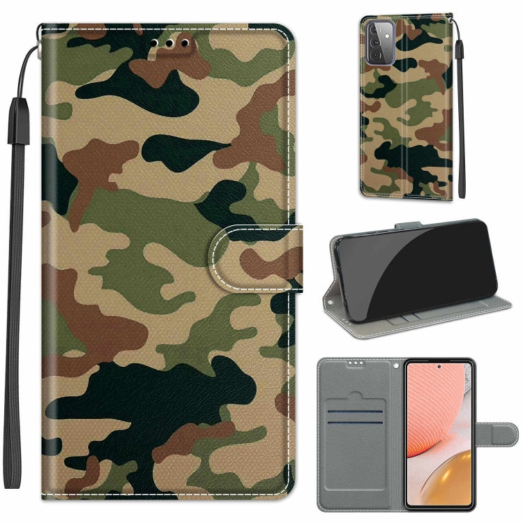 Custodia in pelle PU a vibrazione orizzontale con chiusura magnetica a disegno colorato di tensione con supporto e slot per schede, For Samsung Galaxy A72 5G