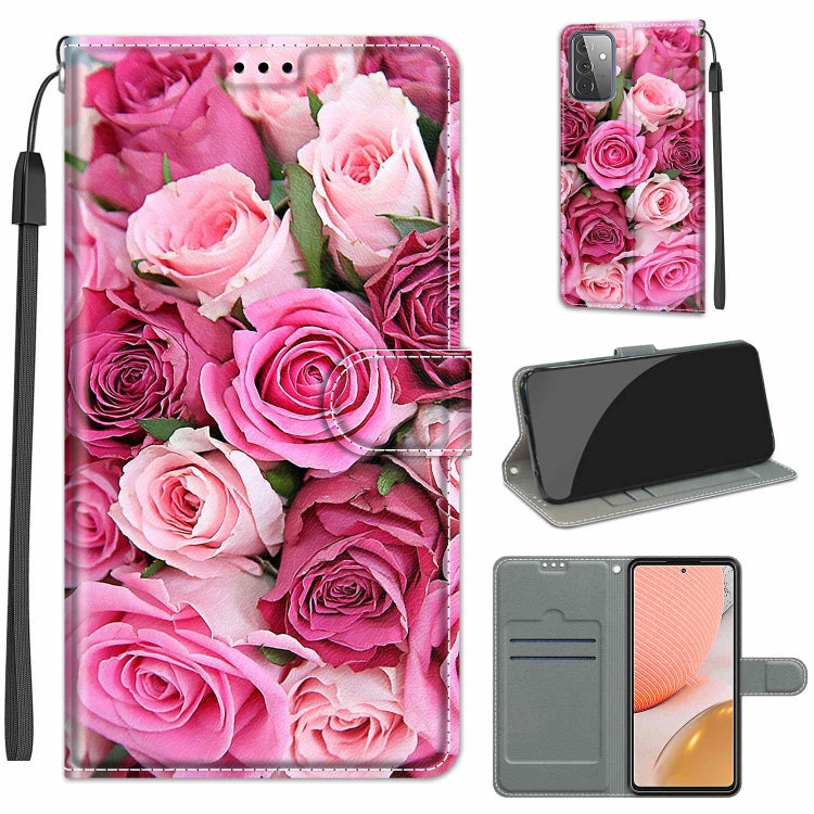 Custodia in pelle PU a vibrazione orizzontale con chiusura magnetica a disegno colorato di tensione con supporto e slot per schede, For Samsung Galaxy A72 5G