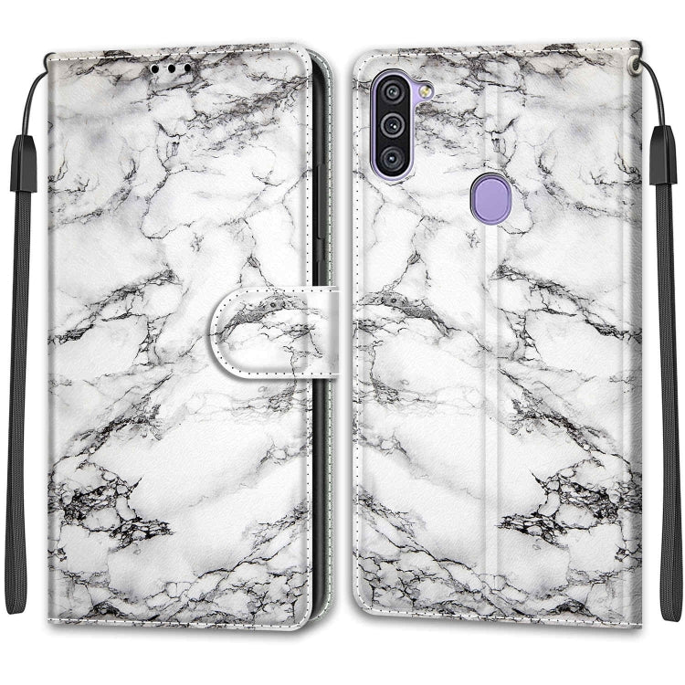 Custodia in pelle PU a vibrazione orizzontale con chiusura magnetica a disegno colorato di tensione con supporto e slot per schede, For Samsung Galaxy M11 / M11 EU Version