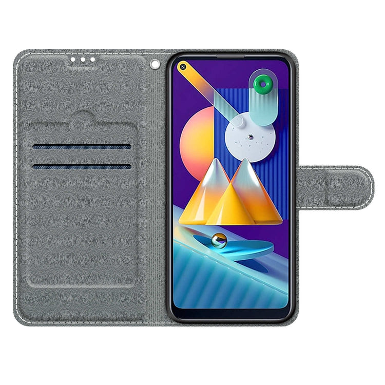 Custodia in pelle PU a vibrazione orizzontale con chiusura magnetica a disegno colorato di tensione con supporto e slot per schede, For Samsung Galaxy M11 / M11 EU Version