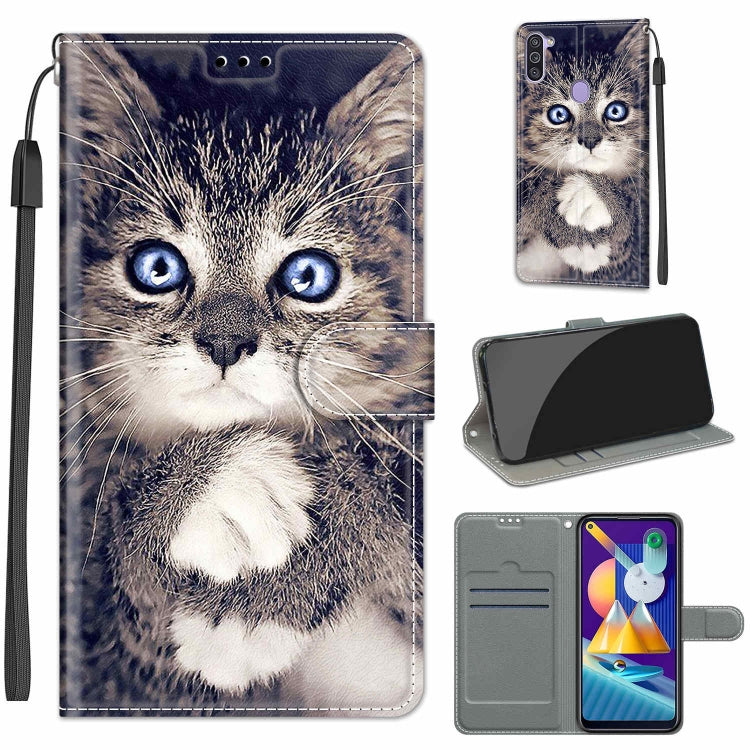 Custodia in pelle PU a vibrazione orizzontale con chiusura magnetica a disegno colorato di tensione con supporto e slot per schede, For Samsung Galaxy M11 / M11 EU Version