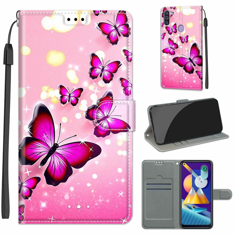 Custodia in pelle PU a vibrazione orizzontale con chiusura magnetica a disegno colorato di tensione con supporto e slot per schede, For Samsung Galaxy M11 / M11 EU Version
