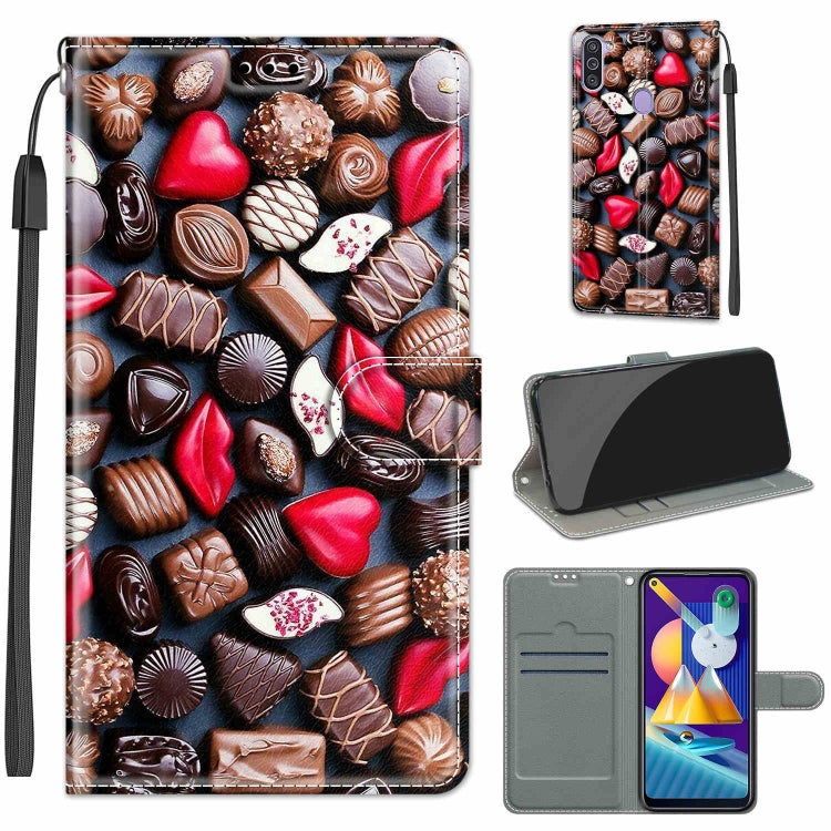 Custodia in pelle PU a vibrazione orizzontale con chiusura magnetica a disegno colorato di tensione con supporto e slot per schede, For Samsung Galaxy M11 / M11 EU Version