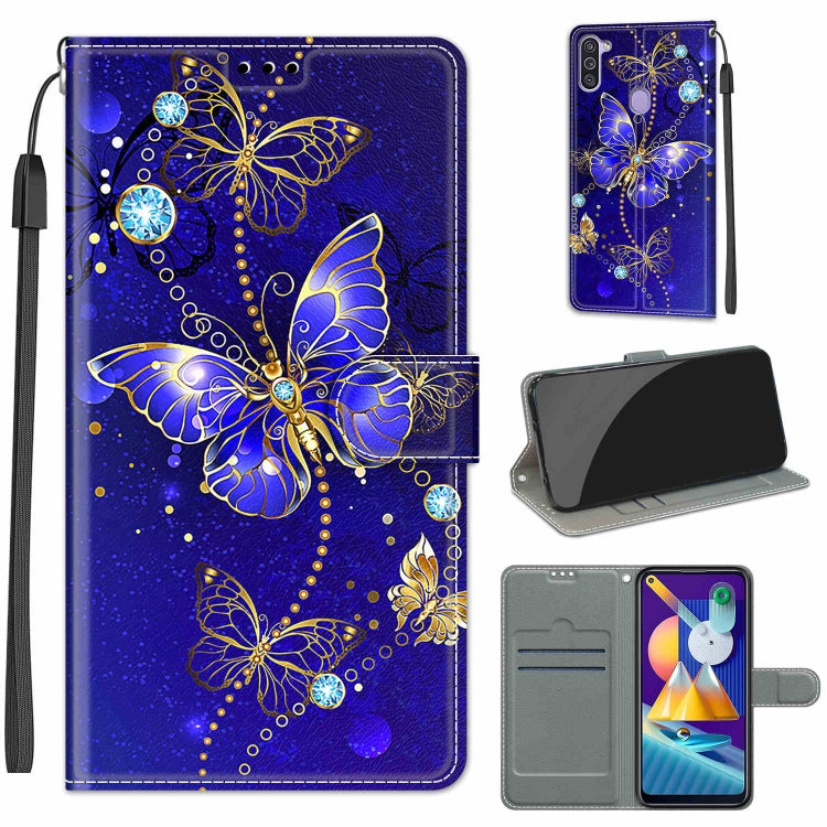 Custodia in pelle PU a vibrazione orizzontale con chiusura magnetica a disegno colorato di tensione con supporto e slot per schede, For Samsung Galaxy M11 / M11 EU Version
