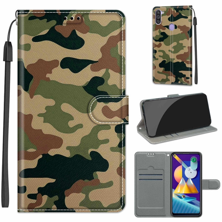 Custodia in pelle PU a vibrazione orizzontale con chiusura magnetica a disegno colorato di tensione con supporto e slot per schede, For Samsung Galaxy M11 / M11 EU Version