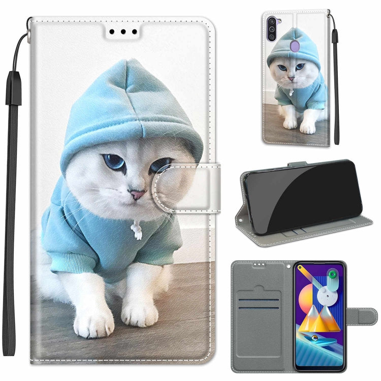 Custodia in pelle PU a vibrazione orizzontale con chiusura magnetica a disegno colorato di tensione con supporto e slot per schede, For Samsung Galaxy M11 / M11 EU Version