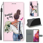 Custodia in pelle PU a vibrazione orizzontale con chiusura magnetica a disegno colorato di tensione con supporto e slot per schede, For Samsung Galaxy S20 FE 5G