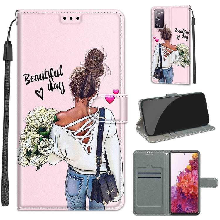 Custodia in pelle PU a vibrazione orizzontale con chiusura magnetica a disegno colorato di tensione con supporto e slot per schede, For Samsung Galaxy S20 FE 5G