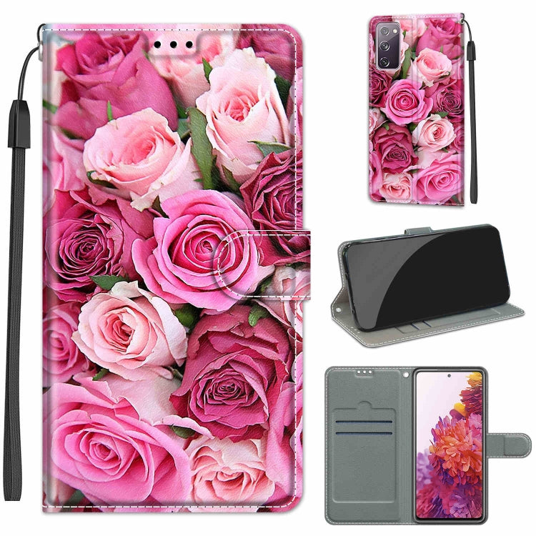 Custodia in pelle PU a vibrazione orizzontale con chiusura magnetica a disegno colorato di tensione con supporto e slot per schede, For Samsung Galaxy S20 FE 5G