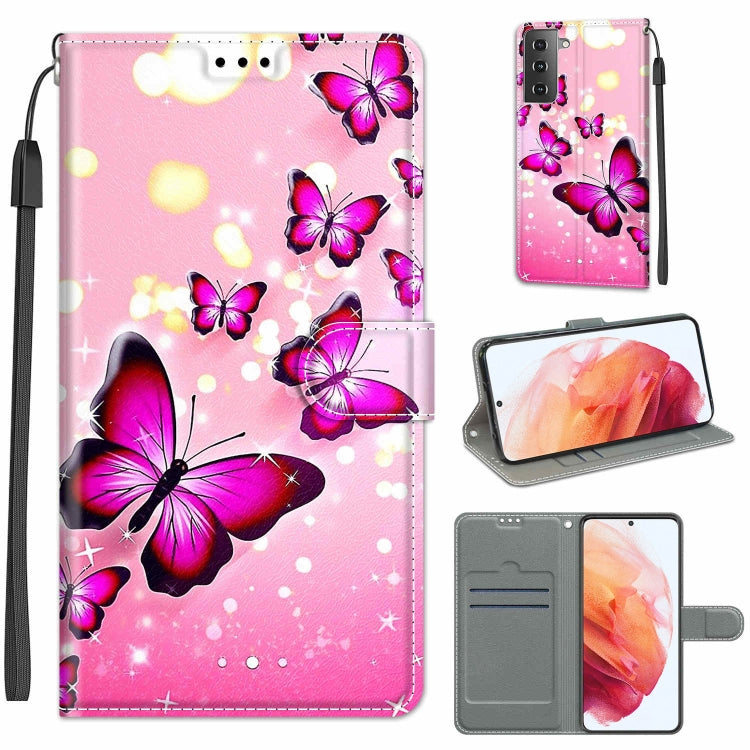 Custodia in pelle PU a vibrazione orizzontale con chiusura magnetica a disegno colorato di tensione con supporto e slot per schede, For Samsung Galaxy S21 5G