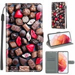 Custodia in pelle PU a vibrazione orizzontale con chiusura magnetica a disegno colorato di tensione con supporto e slot per schede, For Samsung Galaxy S21 5G