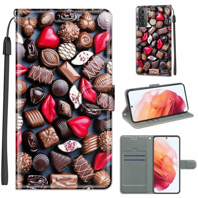 Custodia in pelle PU a vibrazione orizzontale con chiusura magnetica a disegno colorato di tensione con supporto e slot per schede, For Samsung Galaxy S21 5G