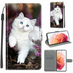 Custodia in pelle PU a vibrazione orizzontale con chiusura magnetica a disegno colorato di tensione con supporto e slot per schede, For Samsung Galaxy S21 5G