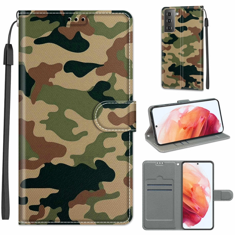 Custodia in pelle PU a vibrazione orizzontale con chiusura magnetica a disegno colorato di tensione con supporto e slot per schede, For Samsung Galaxy S21 5G