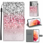 Custodia in pelle PU a vibrazione orizzontale con chiusura magnetica a disegno colorato di tensione con supporto e slot per schede, For Samsung Galaxy S21 5G