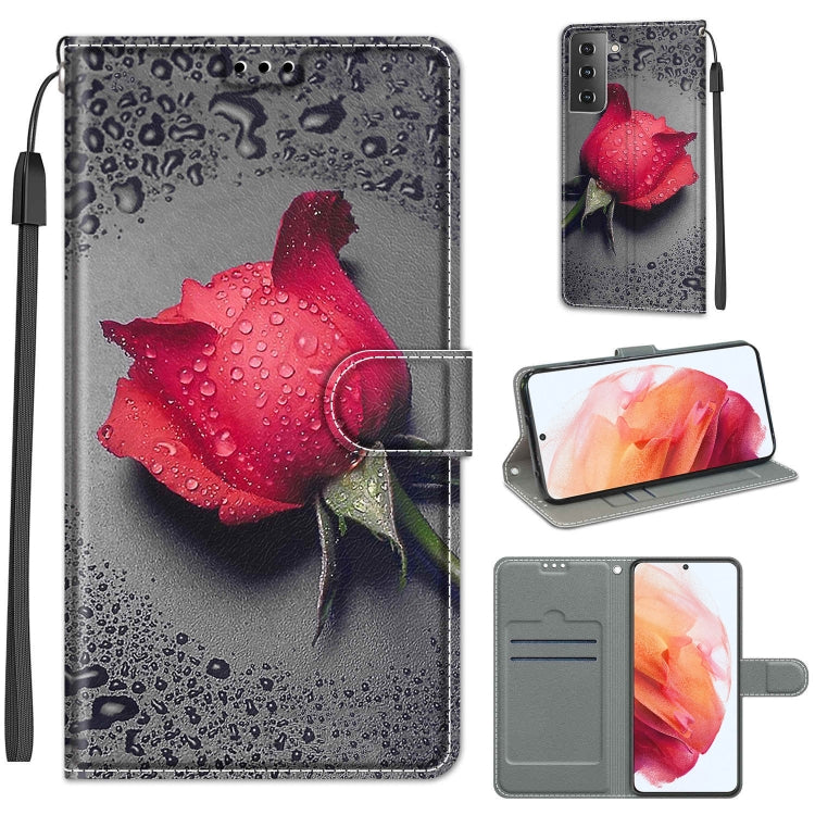 Custodia in pelle PU a vibrazione orizzontale con chiusura magnetica a disegno colorato di tensione con supporto e slot per schede, For Samsung Galaxy S21 5G