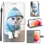 Custodia in pelle PU a vibrazione orizzontale con chiusura magnetica a disegno colorato di tensione con supporto e slot per schede, For Samsung Galaxy S21 5G