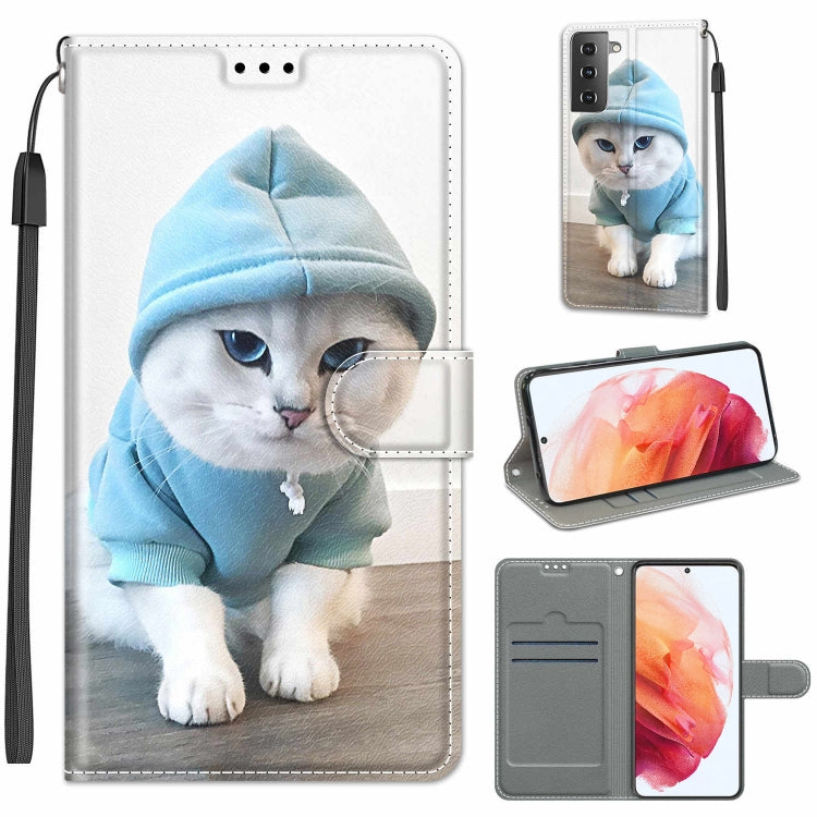 Custodia in pelle PU a vibrazione orizzontale con chiusura magnetica a disegno colorato di tensione con supporto e slot per schede, For Samsung Galaxy S21 5G