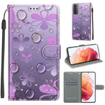 Custodia in pelle PU a vibrazione orizzontale con chiusura magnetica a disegno colorato di tensione con supporto e slot per schede, For Samsung Galaxy S21 5G