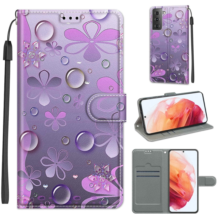 Custodia in pelle PU a vibrazione orizzontale con chiusura magnetica a disegno colorato di tensione con supporto e slot per schede, For Samsung Galaxy S21 5G