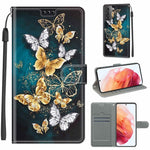 Custodia in pelle PU a vibrazione orizzontale con chiusura magnetica a disegno colorato di tensione con supporto e slot per schede, For Samsung Galaxy S21 5G