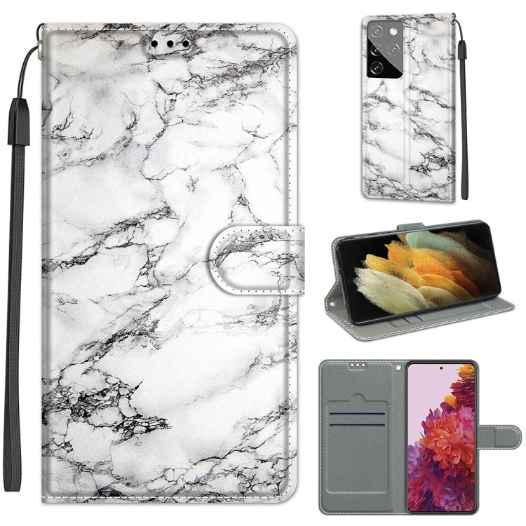 Custodia in pelle PU a vibrazione orizzontale con chiusura magnetica a disegno colorato di tensione con supporto e slot per schede, For Samsung Galaxy S21 Ultra 5G