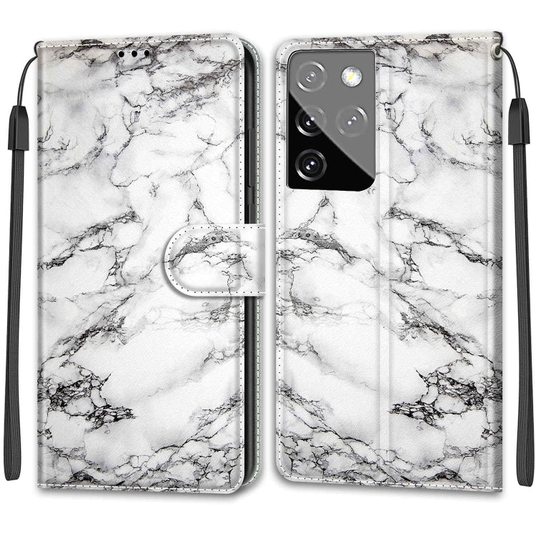 Custodia in pelle PU a vibrazione orizzontale con chiusura magnetica a disegno colorato di tensione con supporto e slot per schede, For Samsung Galaxy S21 Ultra 5G