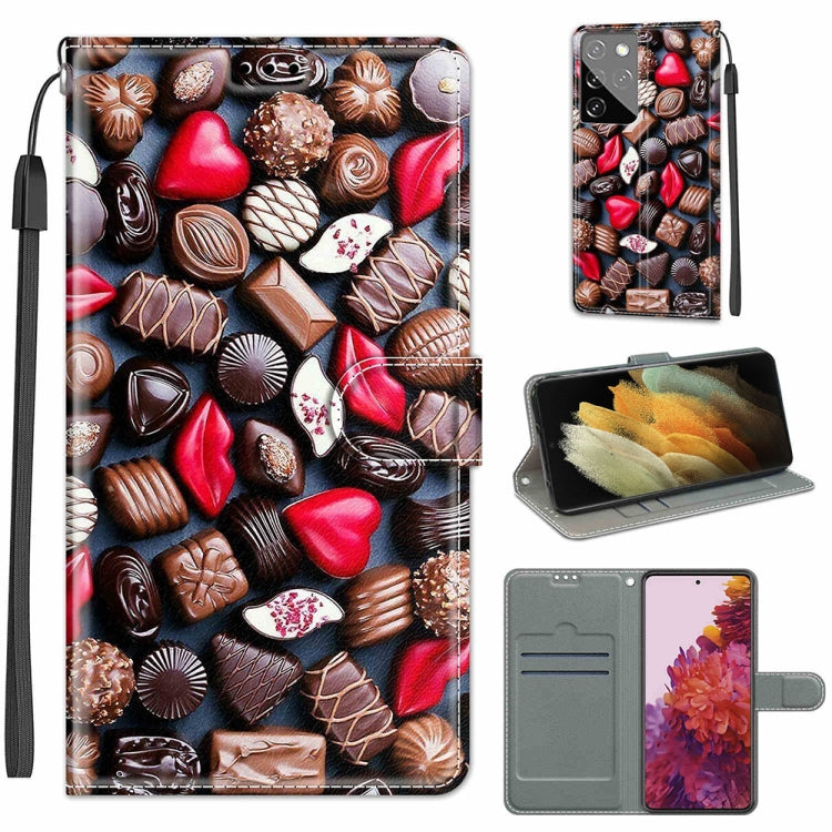 Custodia in pelle PU a vibrazione orizzontale con chiusura magnetica a disegno colorato di tensione con supporto e slot per schede, For Samsung Galaxy S21 Ultra 5G